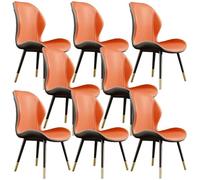 Lot de 8 chaises de salle à manger modernes de style scandinave en cuir capitonné glamour sans accoudoirs, finition mate élégante, parfaites pour les meubles de cuisine et de salle à manger.