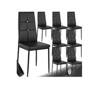 Lot de 8 chaises avec strass revêtement en cuir synthétique noir