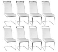 Lot de 8 chaises de Salle à Manger ou Cuisine avec Assise rembourrée et piètement chromé,Chaise Cantilever Lot de 2 chaises, testé par SGS(4 cellules (Blanc), 8PC)