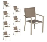 Lot de 8 chaises en aluminium taupe - textilène taupe Happy Garden