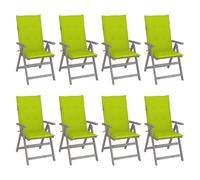 Lot de 8 Chaises Inclinables de Jardin avec Coussins Siège Gris Acacia vidaXL