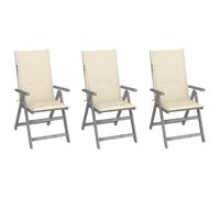 Lot de 8 Chaises Inclinables de Jardin avec Coussins Siège Gris Acacia vidaXL