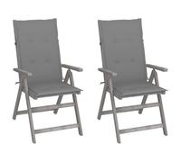 Lot de 8 Chaises Inclinables de Jardin avec Coussins Siège Gris Acacia vidaXL
