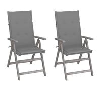 Lot de 8 Chaises Inclinables de Jardin avec Coussins Siège Gris Acacia vidaXL