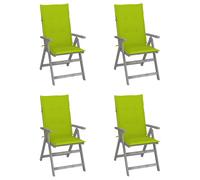 Lot de 8 Chaises Inclinables de Jardin avec Coussins Siège Gris Acacia vidaXL