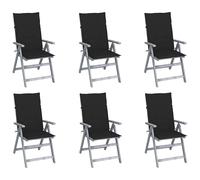 Lot de 8 Chaises Inclinables de Jardin avec Coussins Siège Gris Acacia vidaXL