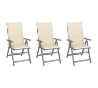 Lot de 8 Chaises Inclinables de Jardin avec Coussins Siège Gris Acacia vidaXL