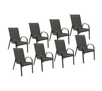 Happy Garden Lot de 8 chaises de jardin Marbella – Textilène gris, aluminium anthracite, H 95 cm