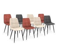 Lot de 8 chaises MILA en velours mix color terracotta x3, gris foncé x2, et beige x3