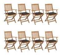 Lot de 8 Chaises Pliables de Jardin avec Coussins Siège Bois d'Acacia vidaXL