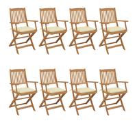 Vidaxl Chaises Pliables De Jardin 8 Pcs Avec Coussins Bois D'acacia