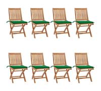 Lot de 8 Chaises Pliables de Jardin avec Coussins Siège Teck Solide vidaXL