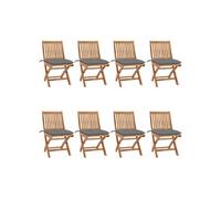 Vidaxl Chaises Pliables De Jardin Avec Coussins 8 Pcs Teck Solide