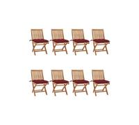 Chaises pliantes avec coussins, 4 pièces, en teck massif vidaXL