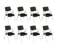 Lot de 8 chaises pliables de salle d'attente avec bureau attaché, cadre en métal robuste pour hôtels, cafés et zones de pause