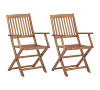 Lot 2 Chaises Pliantes Bois Massif Acacia Finition Huile