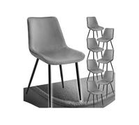 Chaise - TECTAKE - Lot de 8 fauteuils MONROE aspect velours et ergonomique pieds en acier noir 48 x 59 x 82 5 cm - Gris