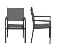 Lot De 8 Chaises Rembourrées En Aluminium Anthracite - Textilène Gris Gris