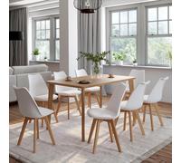 Lot de 8 chaises scandinaves SARA blanches pour salle à manger