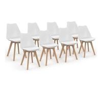 Lot de 8 chaises scandinaves SARA blanches pour salle à manger Blanc G