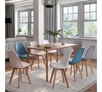 IDMarket – Lot de 8 chaises scandinaves SARA – Mix pastel (2x rose, 2x blanc, 2x gris clair, 2x bleu)