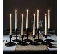 Lights4fun TruGlow® Lot de 8 Bougies Chandelles Sans Flamme à LED Blanc Chaud à Piles en Cire Véritable d'Ivoire avec Minuterie et Télécommande Décoration d'Interieur