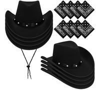 Lot de 8 chapeaux de cowboy Wichita pour adulte en vrac, chapeau de cowgirl occidental pour homme et femme, accessoire de costume de cowboy pour rodéo, enterrement de vie de jeune fille, mariage