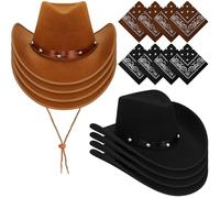 Lot de 8 chapeaux de cowboy Wichita pour adulte en vrac, chapeau de cowgirl occidental pour homme et femme, accessoire de costume de cowboy pour rodéo, enterrement de vie de jeune fille, mariage