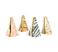 Lot de 8 chapeaux de f te d'anniversaire Meri Meri, en forme de c ne, lumineux et color s, pour enfants et adultes.