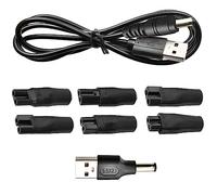 Lot de 8 chargeurs de rasoir 5 V - Câble d'alimentation USB - 7 prises - Chargeur de rechange universel USB pour une variété de tondeuses électriques et de purificateurs d'air