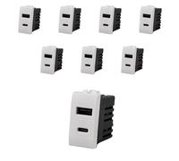 Lot de 8 chargeurs USB encastrés 1 module, USB-A QC 3.0 + USB-C PD 20 W, charge rapide 5 V 9 V 12 V, compatible avec Bticino Living Light, couleur blanche, série MBL