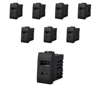 Lot de 8 chargeurs USB intégrés 1 module, USB-A QC 3.0 + USB-C PD 20 W, charge rapide 5 V 9 V 12 V, compatible avec Bticino Living International, couleur noire, série MBL