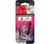 Lot de 8 chevilles et vis couleur RED HEAD, Diam.6 mm x L.37 mm G