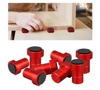 Lot de 8 chevilles pour chiens de banc en alliage d'aluminium, 19/20 mm, pour le travail du bois avec coussinet antidérapant, pour table de travail du bois, établi, prise de rabot (rouge, 20 mm)