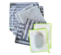 Lot de 8 chiffons de nettoyage en fibre de bambou - Gris - Chiffon de nettoyage et de nettoyage, chiffon sec, éponge de rinçage, non pelucheux, extrêmement absorbant, maison, voiture