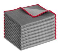 Lot de 8 Chiffons en Fibre de Carbone - Chiffon Microfibre sans Traces pour vitres, miroirs, écrans et Toutes Surfaces Lisses (Rouge, 30 x 30 cm)