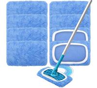 Lot de 8 chiffons humides en microfibre pour sols Swiffer (bleu clair) | Réutilisable, lavable, humide et sec, idéal pour le kit de démarrage Swiffer, nettoyage rapide des taches de sol