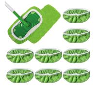 Lot de 8 chiffons réutilisables pour serpillères humides Swiffer - Recharge lavable pour une utilisation humide et sèche - En microfibre - Lavables - Lingettes humides - Vert