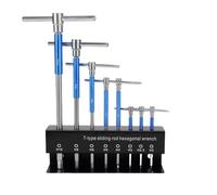 Lot de 8 clés hexagonales avec poignée en T en alliage d'acier de qualité supérieure avec barre coulissante ergonomique pour les espaces restreints, cadre de rangement en fer inclus