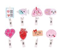 Lot De 8 Clips De Lanière Rétractables, Clips De Lanière Mignons, Clips De Lanière Intéressants, Accessoires De Lanière D'Identification, Adaptés Aux Infirmières, Médecins, Étudiants