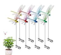 Lot de 8 clips de tige en forme de libellule - Décoration de jardin colorée - Piquets naturels - Dispositifs anti-mouches - Pour intérieur, extérieur, cour, terrasse, jardin - 13,5 cm/9,5 x 30 cm