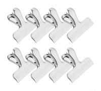 Lot de 8 clips hermétiques en acier inoxydable pour sachets alimentaires - Larges pinces d'étanchéité pour frites, céréales, pain, nourriture pour chien et chat - Organiseur de cuisine hermétique