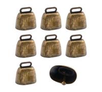 Lot de 8 cloches en cuivre pour pâturage de vache, cheval, mouton, petites cloches en laiton en métal,clochette à suspendre pour animal domestique, collier, portes, décoration de Noël (bronze)