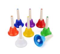 Lot de 8 cloches musicales colorées pour instruments de percussion pour festivals, enseigner la patience