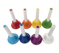 Lot de 8 clochettes pour l'éducation musicale précoce, ensemble de percussions Orff pour jeunes musiciens, 8 notes pour la cognition des couleurs et la coordination œil-main, dispose de poignées