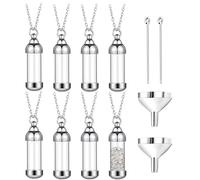 Lot de 8 colliers porte-cendres commémoratifs, fioles cylindriques en verre pour cendres de crémation, pendentifs en métal ouvrables, bijoux souvenirs pour humains et animaux domestiques
