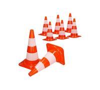 Lot de 8 cônes signalisation pylônes 47 cm orange blanc plot avec double bande réfléchissante empilable sécurité routière chantier travaux balisage