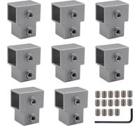 Lot de 8 connecteurs carrés en forme de T à 3 voies pour tubes de 25 mm en alliage d'aluminium avec paroi de 3 mm, projets de bricolage d'intérieur et d'extérieur, balustrades de clôture, cadres de