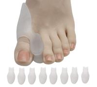 Lot de 8 corrections d'hallux valgus en silicone transparent - Séparateur d'orteils - Taille universelle - Soulage les douleurs aux pieds par frottement, frottement et pression (transparent)