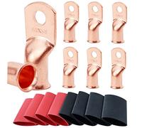 Lot de 8 cosses de batterie 4/0 AWG 9,5 mm, cosses de fil de cuivre, extrémités de câble de batterie robustes, cosses tubulaires, cosses à anneau de sertissage AWG, connecteurs de borne de batterie avec gaine thermorétractable 3:1